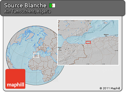 Gray Location Map of Source Blanche, hill shading