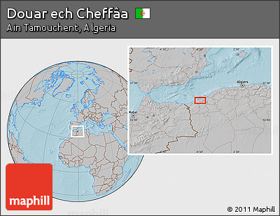 Gray Location Map of Douar Ech Cheffâa, hill shading