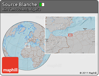 Gray Location Map of Source Blanche, hill shading