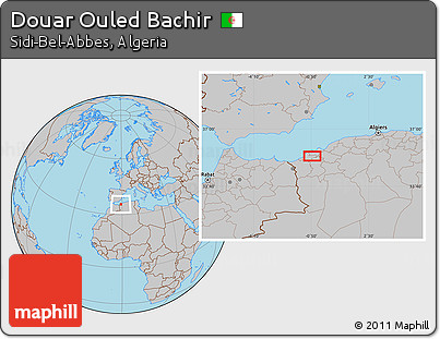 Gray Location Map of Douar Ouled Bachir