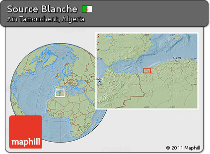 Savanna Style Location Map of Source Blanche, hill shading