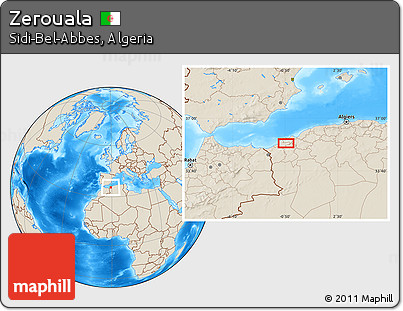 Shaded Relief Location Map of Zerouala