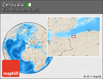 Shaded Relief Location Map of Zerouala