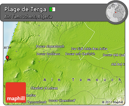 Physical Map of Plage De Terga