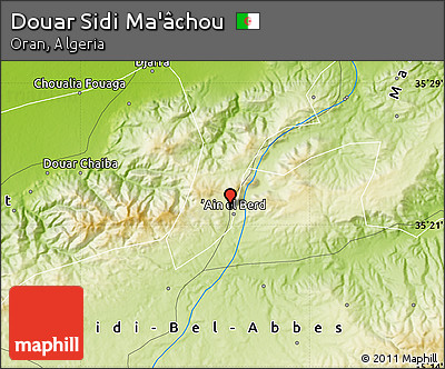 Physical Map of Douar Sidi Ma'âchou