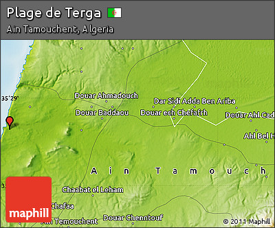 Physical Map of Plage De Terga