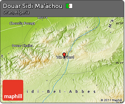 Physical Map of Douar Sidi Ma'âchou