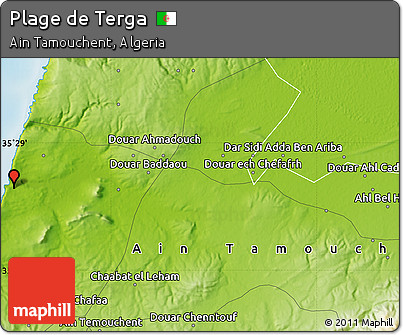 Physical Map of Plage De Terga