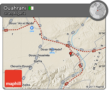 Shaded Relief Map of Ouahrani