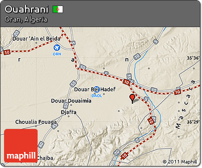 Shaded Relief Map of Ouahrani