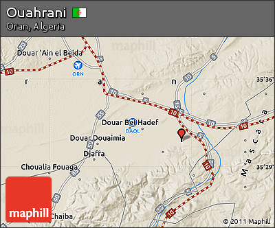 Shaded Relief Map of Ouahrani
