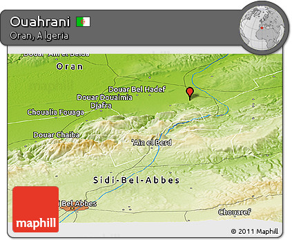 Physical Panoramic Map of Ouahrani