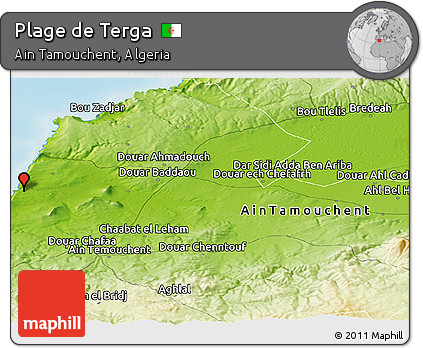 Physical Panoramic Map of Plage De Terga