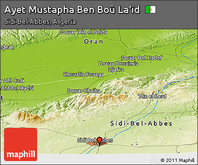 Physical Panoramic Map of Ayet Mustapha Ben Boû La'ïd