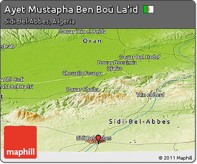 Physical Panoramic Map of Ayet Mustapha Ben Boû La'ïd