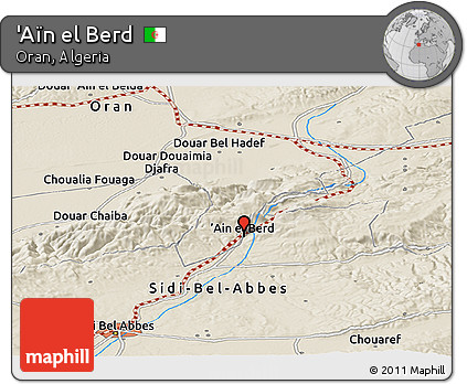 Shaded Relief Panoramic Map of 'Aïn El Berd