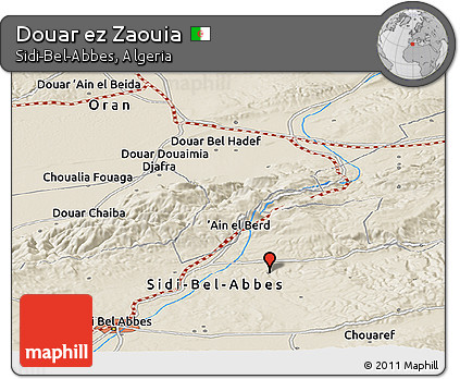 Shaded Relief Panoramic Map of Douar Ez Zaouia