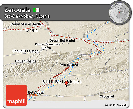 Shaded Relief Panoramic Map of Zerouala