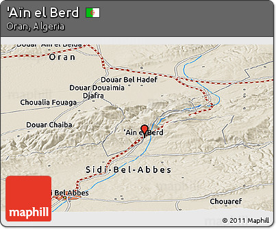 Shaded Relief Panoramic Map of 'Aïn El Berd