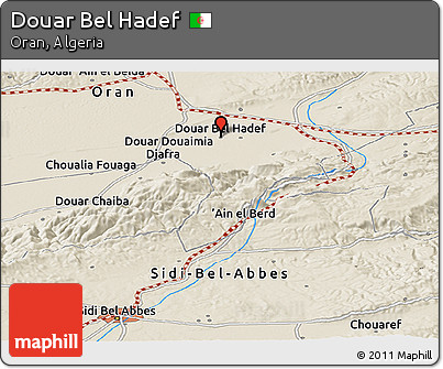 Shaded Relief Panoramic Map of Douar Bel Hadef