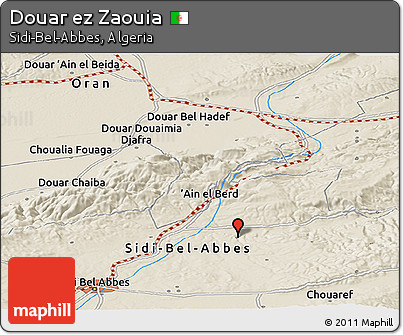 Shaded Relief Panoramic Map of Douar Ez Zaouia