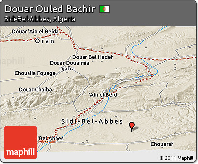 Shaded Relief Panoramic Map of Douar Ouled Bachir