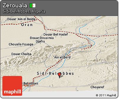 Shaded Relief Panoramic Map of Zerouala