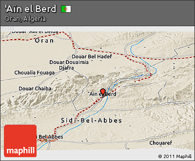 Shaded Relief Panoramic Map of 'Aïn El Berd