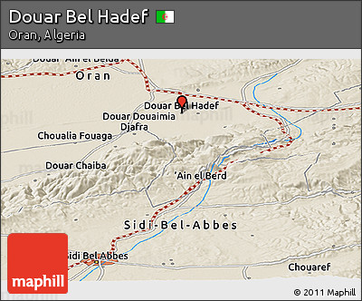 Shaded Relief Panoramic Map of Douar Bel Hadef