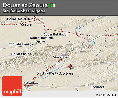 Shaded Relief Panoramic Map of Douar Ez Zaouia