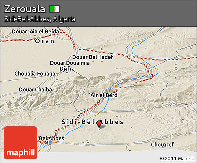 Shaded Relief Panoramic Map of Zerouala