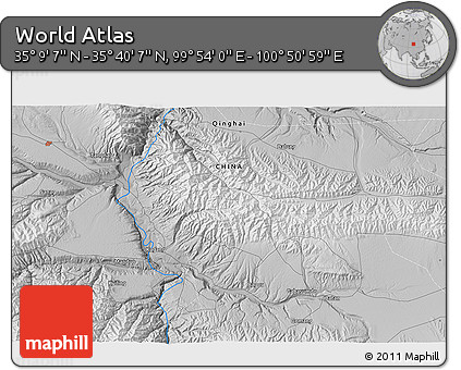 Physical 3D Map of the Area around 35° 24' 37" N, 100° 22' 30" E