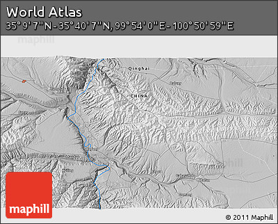 Physical 3D Map of the Area around 35° 24' 37" N, 100° 22' 30" E