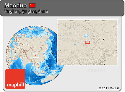 Shaded Relief Location Map of Maoduo