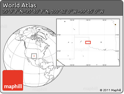 Blank Location Map of the Area around 35° 24' 37" N, 100° 13' 29" W