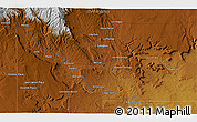 Physical 3D Map of the area around 35° 24' 37" N, 105° 19' 29" W