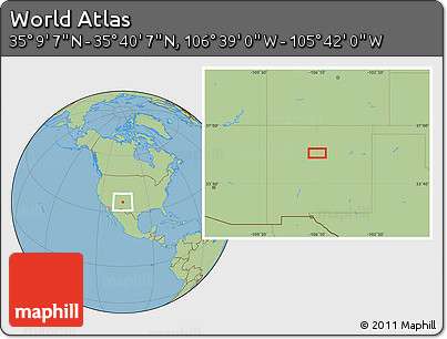 Savanna Style Location Map of the Area around 35° 24' 37" N, 106° 10' 30" W