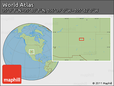 Savanna Style Location Map of the Area around 35° 24' 37" N, 106° 10' 30" W