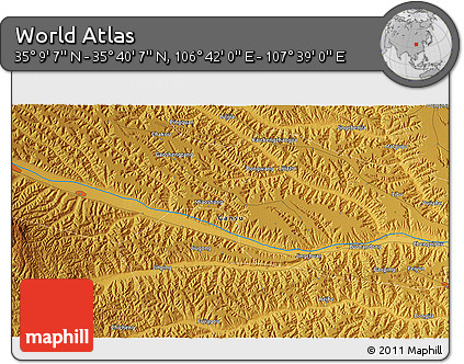 Physical 3D Map of the Area around 35° 24' 37" N, 107° 10' 30" E