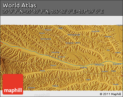 Physical 3D Map of the Area around 35° 24' 37" N, 107° 10' 30" E