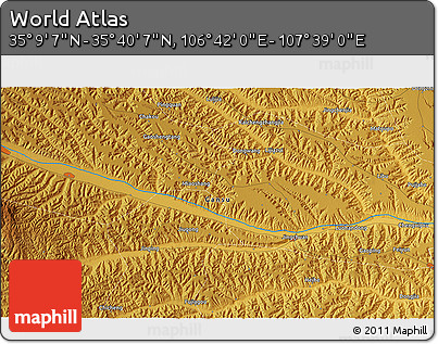 Physical 3D Map of the Area around 35° 24' 37" N, 107° 10' 30" E
