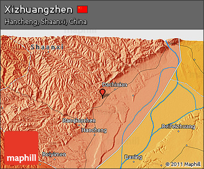 Political 3D Map of Xizhuangzhen