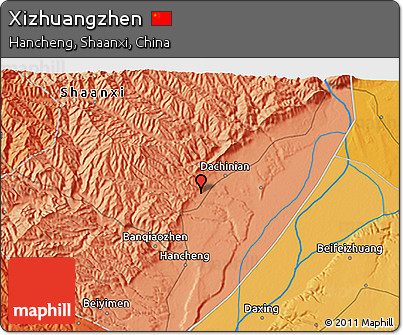 Political 3D Map of Xizhuangzhen