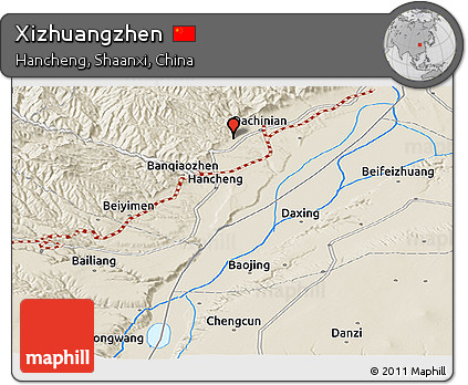 Shaded Relief Panoramic Map of Xizhuangzhen