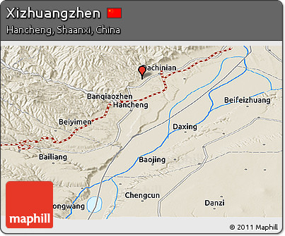 Shaded Relief Panoramic Map of Xizhuangzhen