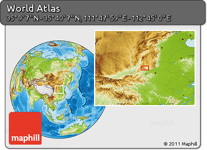 Physical Location Map of the Area around 35° 24' 37" N, 112° 16' 30" E