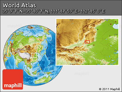 Physical Location Map of the Area around 35° 24' 37" N, 112° 16' 30" E