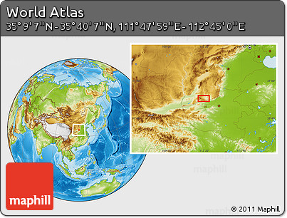 Physical Location Map of the Area around 35° 24' 37" N, 112° 16' 30" E