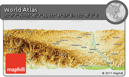 Physical Panoramic Map of the Area around 35° 24' 37" N, 112° 16' 30" E