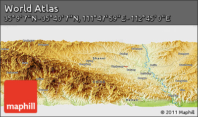 Physical Panoramic Map of the Area around 35° 24' 37" N, 112° 16' 30" E